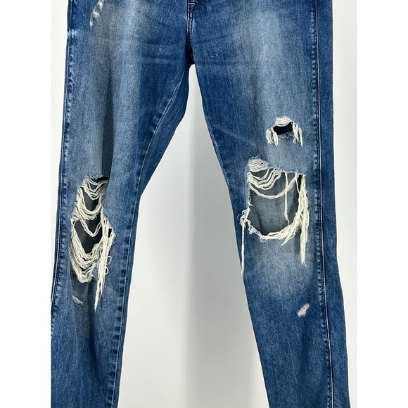 Zara Trafaluc TRF Denim Distressed Straight Leg Jeans Medium Wash Women's Size 8 - Picture 10 of 10